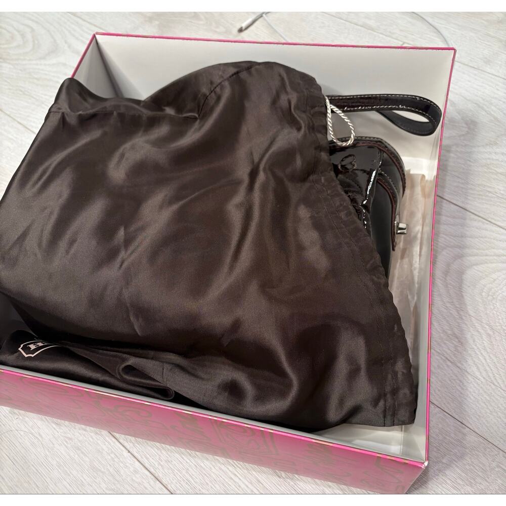 Coach E/W Gallery Tote 12839 Brown Mahogany Patent Leather Pink Lining Y2K Bag - Picture 10 of 13